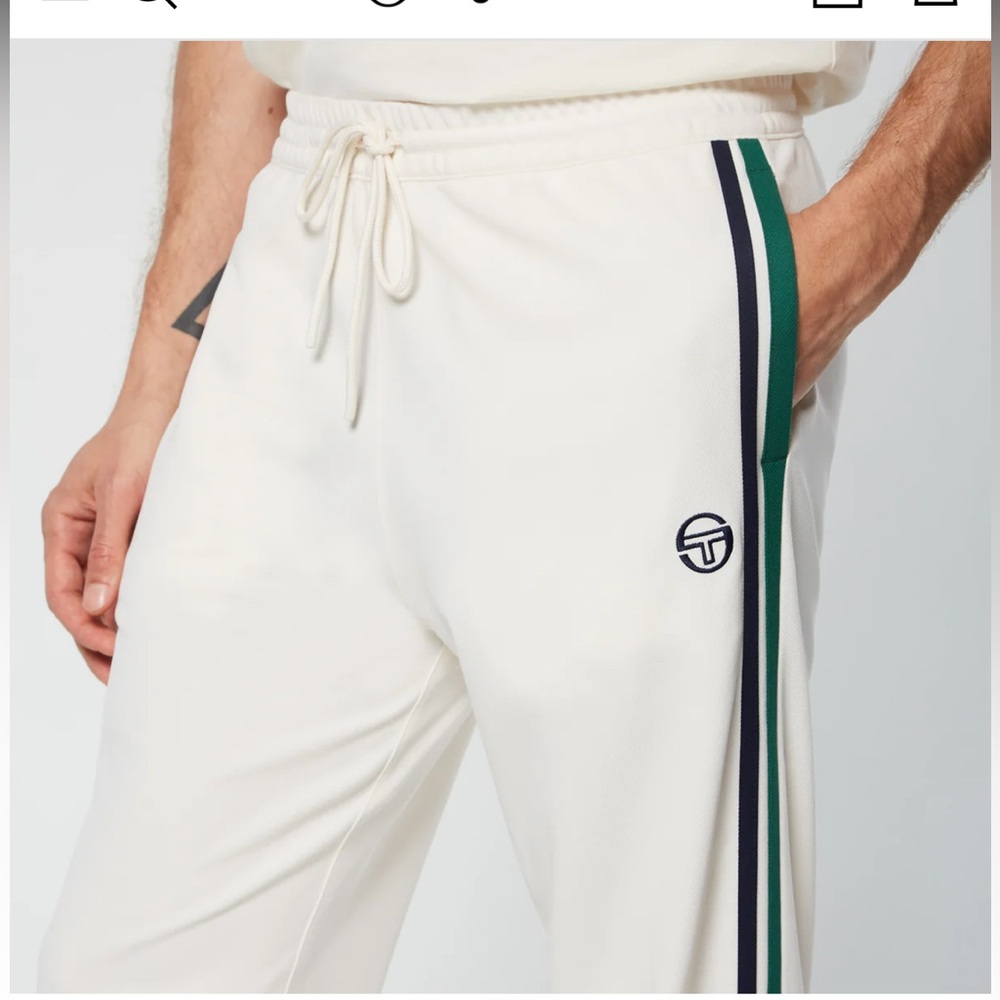 Sergio Tacchini Damarindo Men's cream Track Pants with Green Stripe size 3XL - Picture 3 of 10